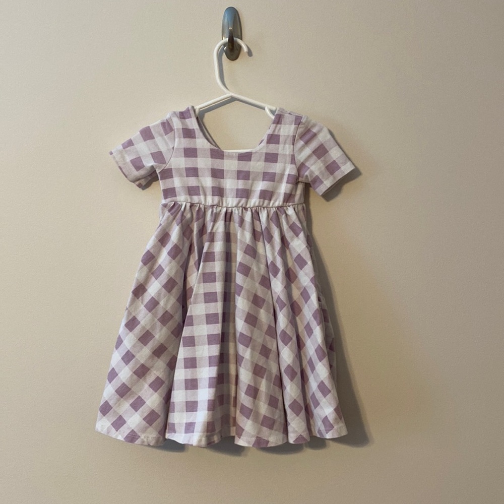 Remie girl lavender check ss swing dress size 3